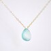 Cerulean necklace - aqua blue chalcedony gem on gold fill chain - gemstone jewelry