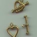 Set 2 Plain Heart Toggle Antique Gold Pewter Clasp - Style 649