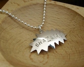 Shazam - Superhero Comic Book Necklace on 18 inch Sterling Ball Chain - Recycled sterling silver Shazam - Superhero Comic Book Necklace on 18 inch Sterling Ball Chain - Recycled sterling silver