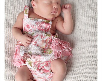 Baby Pattern PDF, Ruffled Baby Romper, Bubble Romper Pattern - boy or girl newborn - 24 months, baby sewing pattern