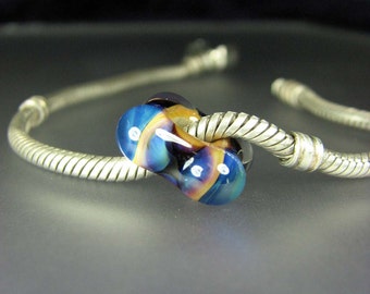 Large Hole Big Hole Lampwork Glass Bead Four Square SRA