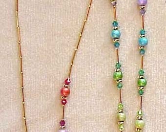RAINBOW CRYSTAL handmade with Swarovski Crystals Elements Eyeglass Chain Holder Silver or Gold