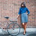 Victoria long sleeve top - women's fall fashion - wraparound turtleneck shirt in dark blue rayon jersey