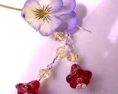 Siam Tulip Flower Earrings w Jonquil Swarovski Crystals