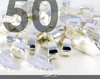 Aanraku Bails Best Quality Bails for Fused Glass, Scrabble and Glass Pendants. 50 Small Silver Plated Bails. Genuine Aanraku.