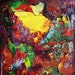 Original painting, abstract landscape, bright Fauve Expressionist colours, 12 x 10 approx, 30 x 26 cm, "September"