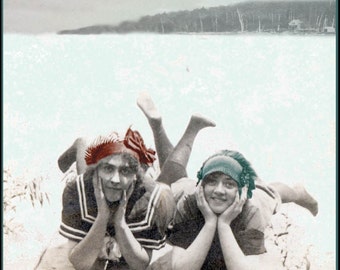 greeting card Bathing Suit Beauties Photo Greeting Card Vintage Image