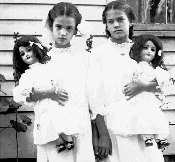 Twin Girls and Their Dolls Vintage Photo Print by maclancy on Etsy