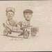 vintage photo unusual Amusement ARcade Two Men in Automobile wearing goggles and caps rppc