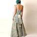 Recycled Eco Wedding Gown with swallowtail lace-up - light blue repurposed linen - Ice Queen