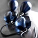 SALE! Royal Blue Teardop Earrings, Cornflower Blue Glass Beads, Navy Blue Vintage Moonglow Beads, Nautical Jewelry, Retro Mod Earrings