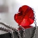 Tiny Red Heart Necklace, Swarovski Crystal Red Heart Pendant, Sterling Silver Chain, Valentines Gift for Girlfriend, Love, Anniversary