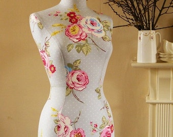 Display Mannequin Pretty Vintage Floral Print Dressform Bust - Amelia