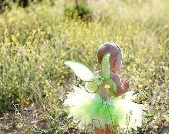 Newborn Tutu, Toddler Tutu, Green Tutu, Tinkerbell Tutu, Halloween Costume Tutu, Sewn 8" Pixie Tutu sizes Newborn up to 12 months, TUTU ONLY