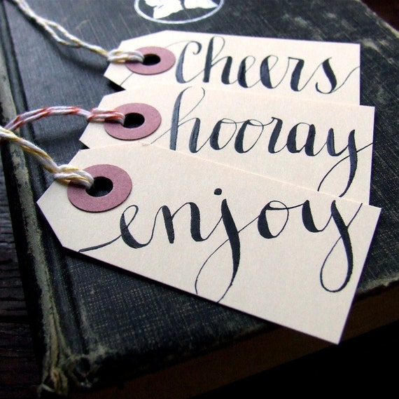 7 everyday gift tags // small, Manila shipping tags // packaging hang tags // hand lettered calligraphy