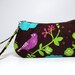 Sweet Pea Zip and Go Wristlet / Flowers and Birds