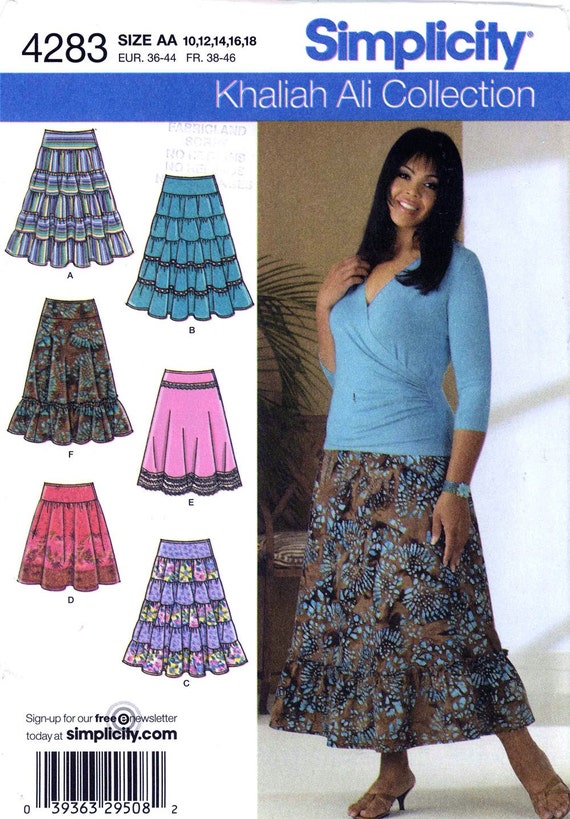 Khaliah Ali peasant skirt sewing pattern Waist 25 to 32