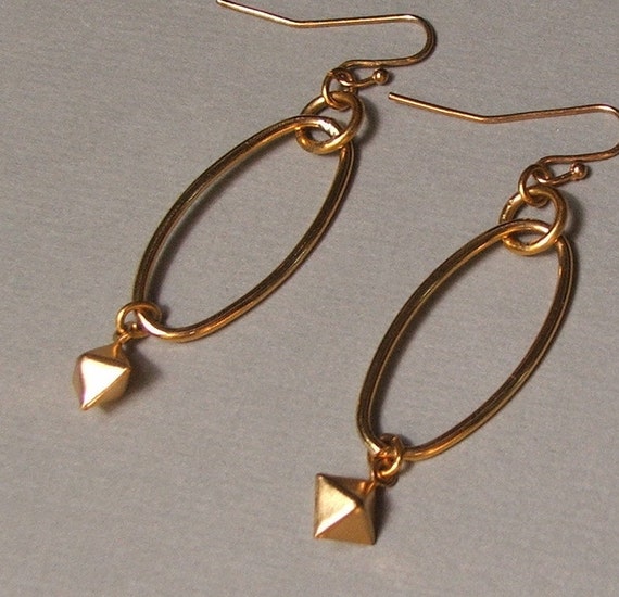 Long gold dangle hoop earrings Long gold dangle hoop earrings