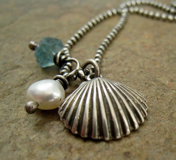 Sterling Silver Clam Seashell Necklace Beach Jewelry Island