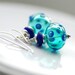 Teal Earrings, Blue Glass Earrings, Polka Dot Jewelry, Funky Earrings, Fun Jewelry, Statement Earrings, Sterling Silver - Whimsy