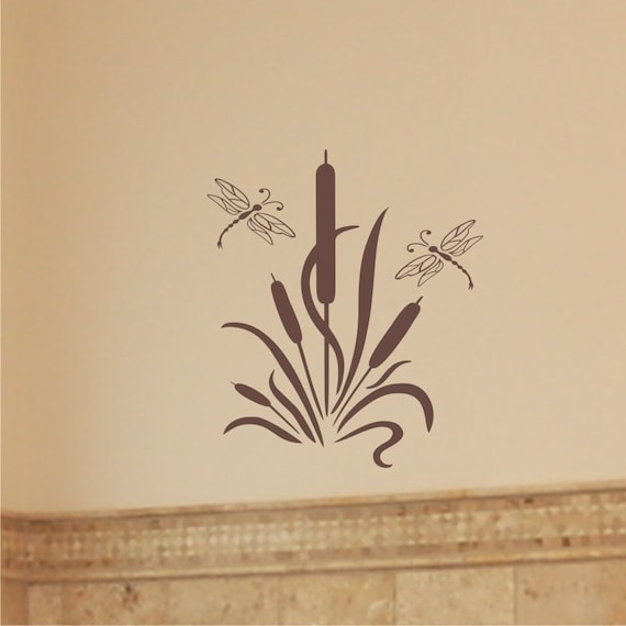 Items similar to Cattails with Dragonflies Removable Wall Decal on Etsy