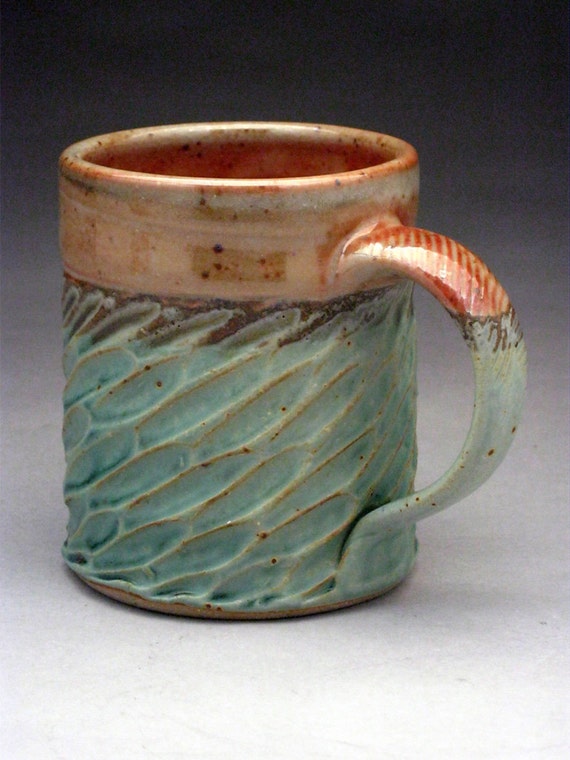 Items similar to Carved Stoneware Coffee Mug on Etsy