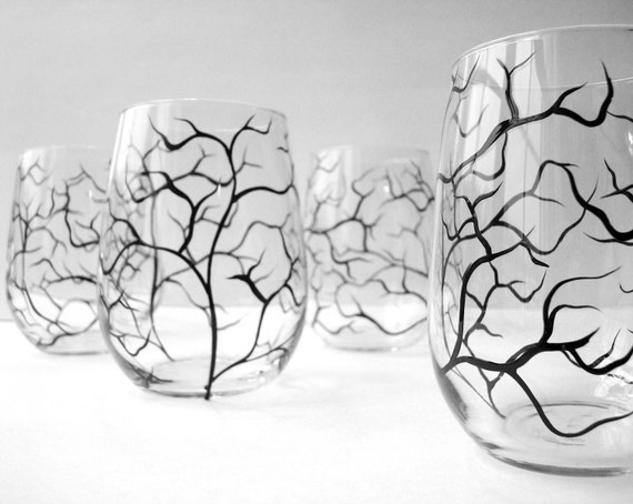 Winter Tree Stemless Wine Glasses