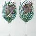 Painted Wine Glasses - Set of 2 Hand Painted Peacock Feather Glasses