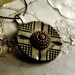 Vintage Button Necklace Copper Rosette Recycled Pendant Eco Friendly Jewelry Winter Fashion Boho Accessories Valentines Day Gray Celluloid