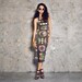 REESERVED for Rae- Totem Racerback Tank Dress - Textured Striped Jersey and Digitally Printed Organic Cotton