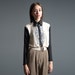 Breeze Blouse - Digitally Printed Silk, Cream Chiffon and Black Sateen - LAST ONE - Size L