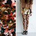 Brushed Jersey Leggings - Rust, Orange, Black and White Abstract Floral - LAST PAIR - S