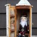 Primitive Folk Art Santa Doll in Hand Built Wooden House -Steampunk Collectible Folk Christmas Holiday Decor Art