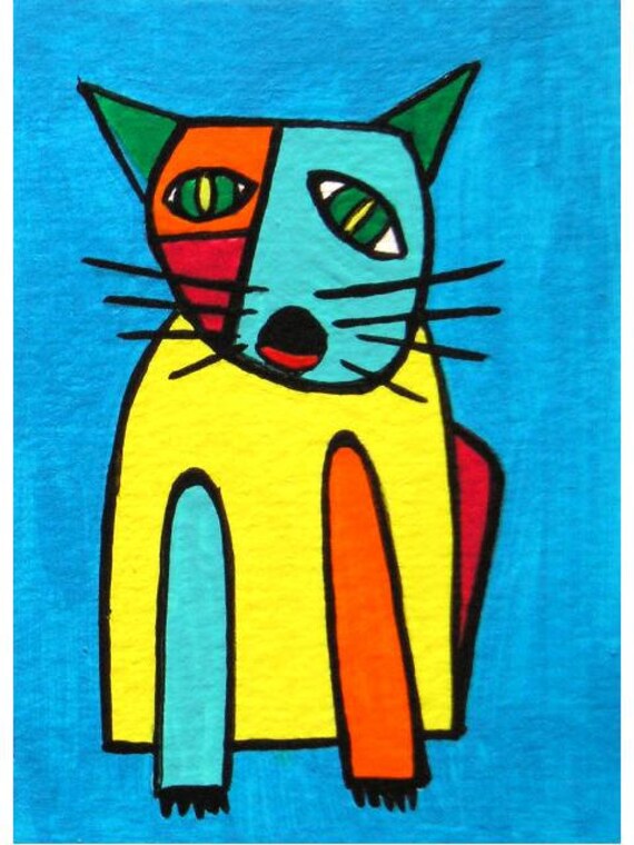 ACEO Nr. 13 Cat Mony... original painting acrylic on paper