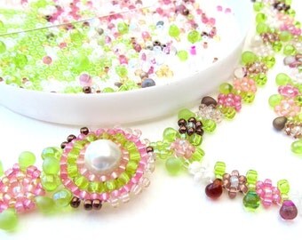 Beadweaving Tutorial - 4 Summer Dew Necklace, Daisychain Seed Bead Pattern