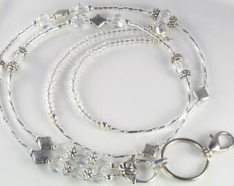 COCONUT SMOOTHIE Glass Beaded Lanyard ID Badge Holder Breakaway lanyard magnetic clasp