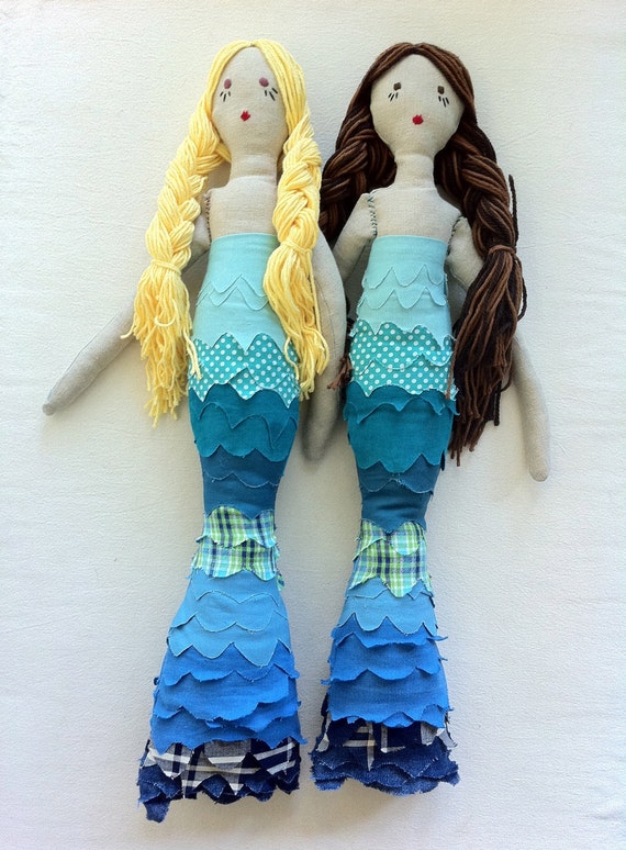Items similar to Custom Long Haired Mermaid Rag Doll on Etsy