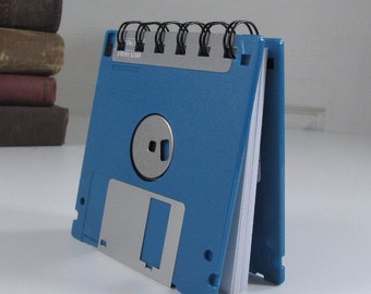 Dark Teal Blue Recycled Geek Gear Blank Floppy Disk Mini Notebook