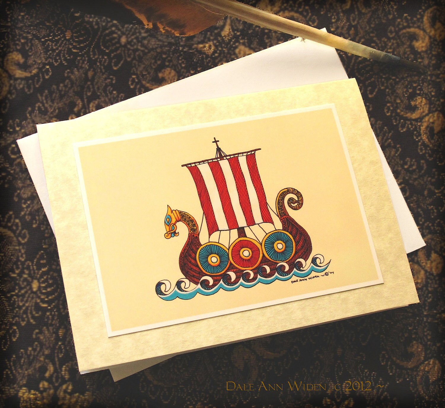 Cards Viking Ship 2 with Envelopes 4x5 1/2 by DeLaRenaissance