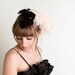 Vintage Feather Hat - Wedding Black and Cream 1940s Fascinator by Sommert Kaufmann