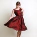Vintage Cocktail Dress in Deep Ruby Red - 1950s 1960s Evening Fashion - Small to Medium Mad Men Holiday Dress