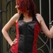 Gothic corset, black crocodile fake leather and red lace steel boned overbust corset, burlesque corset, lace and leather corset MASQ
