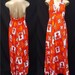 Vintage 60s Dress - 1960s Hawaiian Halter Maxi Dress in Orange Barkcloth Tiki Hawaii Hukilau Fashions Size xxs to xs