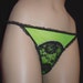 NORMA Vintage Sheer Nylon Glydon's Panties 60s Size 6 Medium Lime Green Chiffon Black Lace Rhinestones