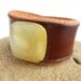 Brown Leather Cuff with Large Jade Stone Bead