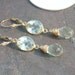 Long Green Amethyst Earrings Wire Wrapped in 14k Gold Fill Gold Vermeil by Maggie McMane Designs