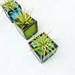 Air plant holder - Three stained glass cubes - Blue Green with Tillandsia Air Plant