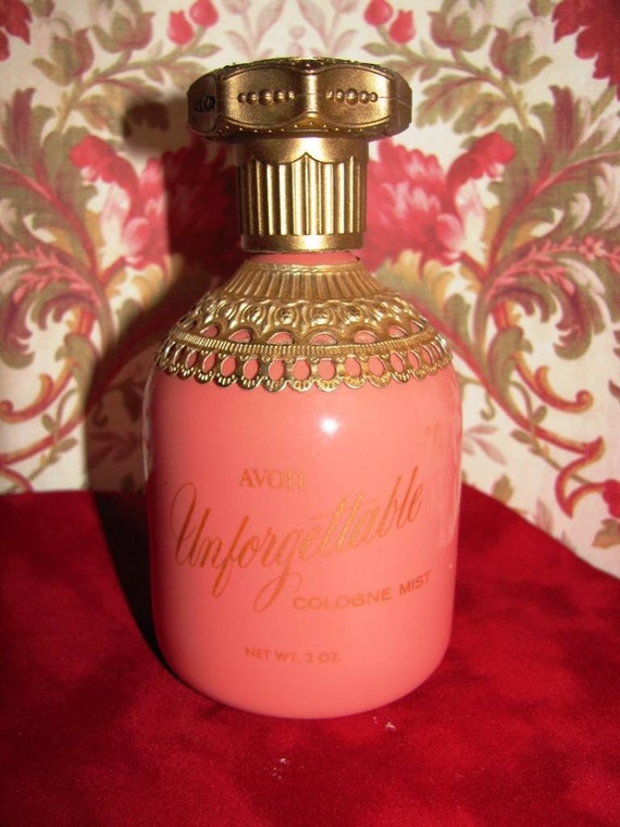 Avon Perfume Bottle 1960's Pink & Gold ornate