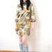 vintage 1960s / mini / mod / dress / floral / bell sleeve / shift dress / neutral / S