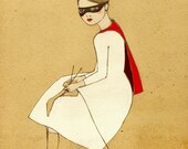 Superhero Girl art print of original drawing